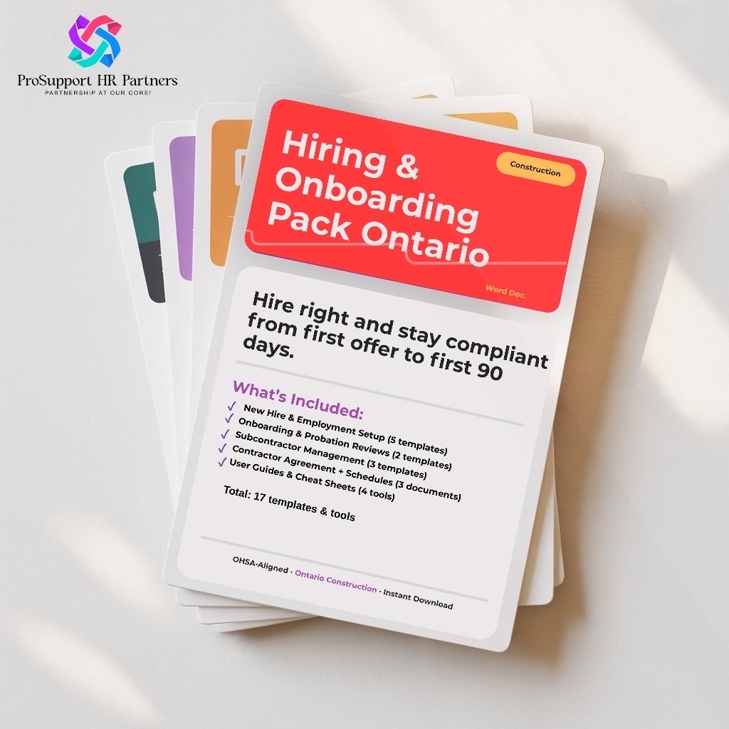 Construction hiring and onboarding HR template pack Ontario ESA compliant