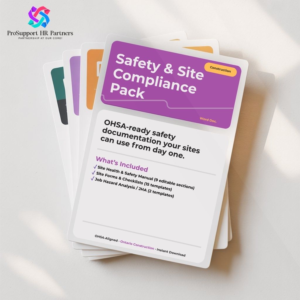 Ontario construction site safety OHSA compliance HR template bundle