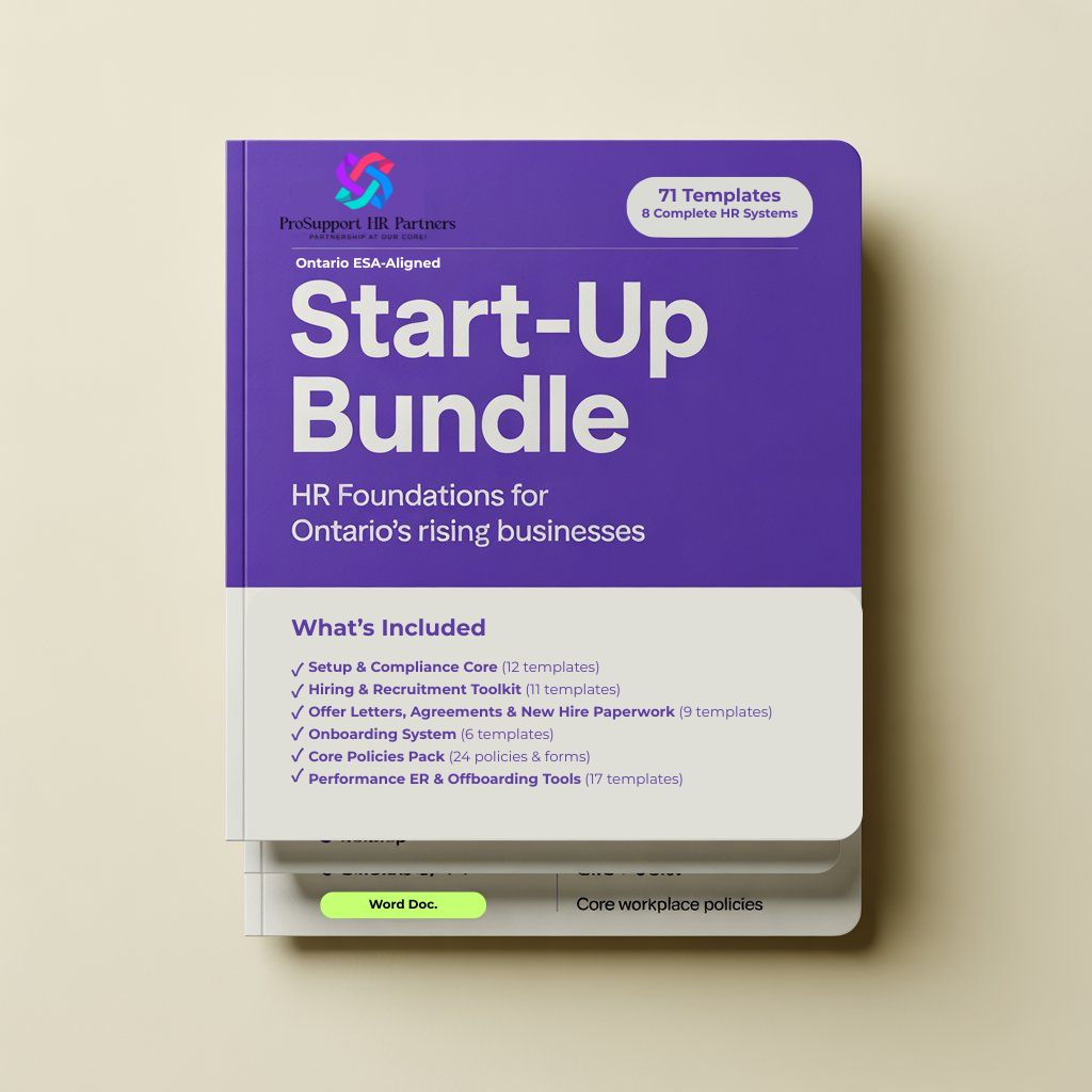 Ontario start-up HR bundle templates for first hires ESA employment standards