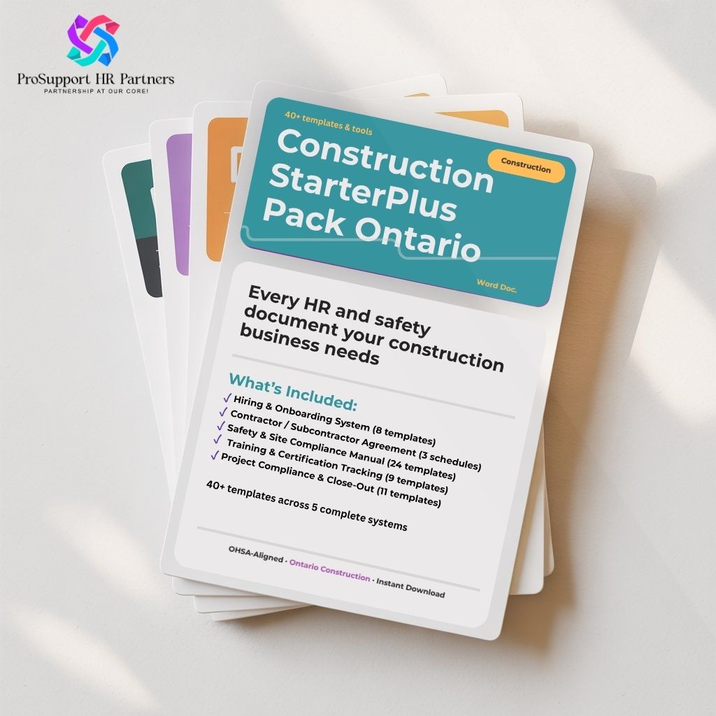 Construction StarterPlus HR and safety compliance template pack Ontario trades
