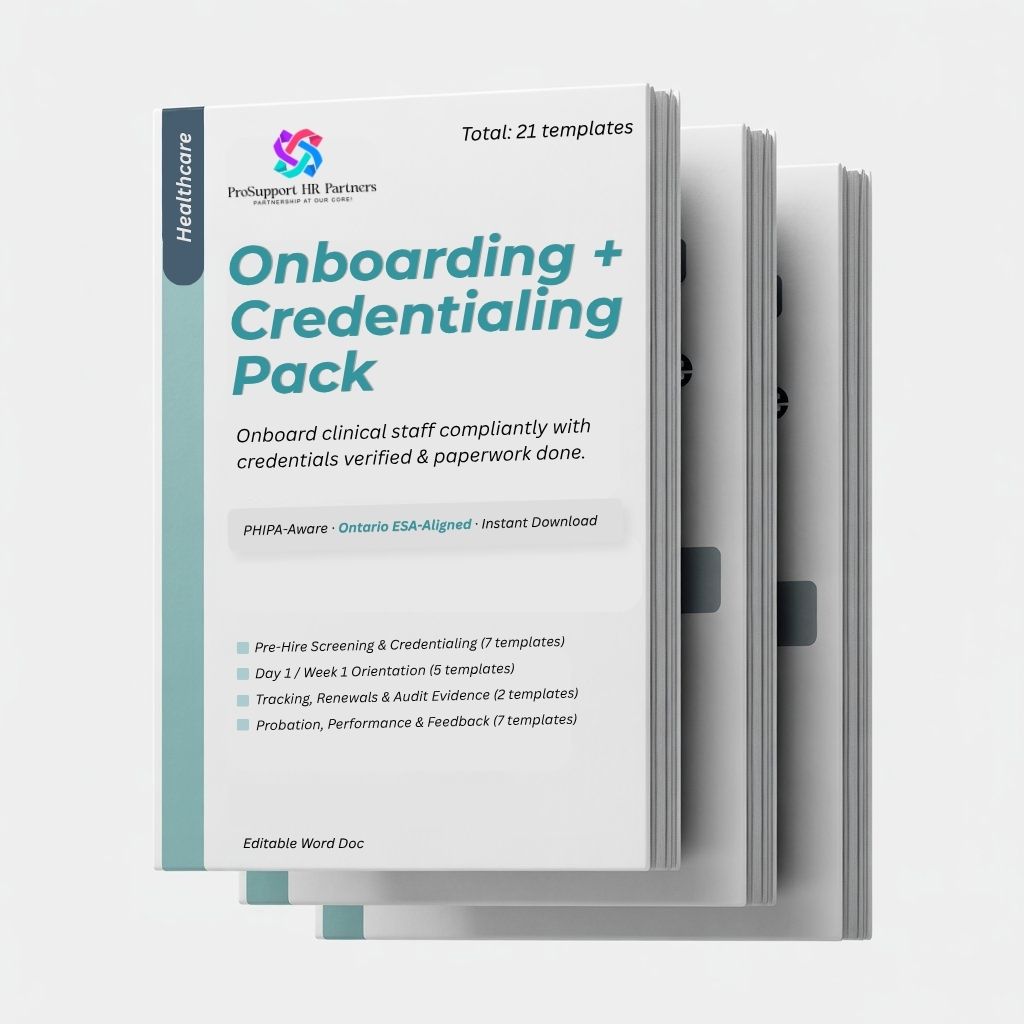 Healthcare onboarding and credentialing HR template pack Ontario